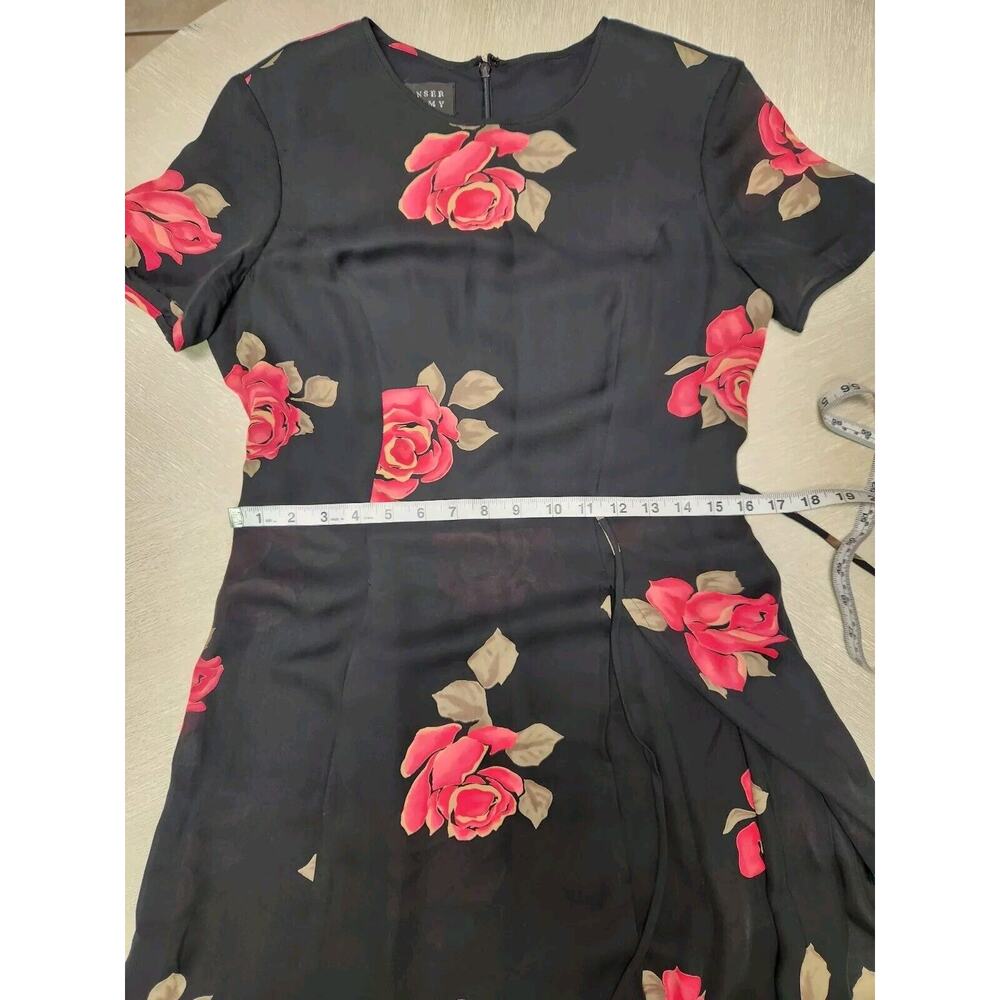Spenser Jeremy Black Floral Flowy Chiffon Silk Dress Size 6 Tie Side - Picture 9 of 10